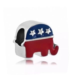 Republican Elephant Charm, fits Pandora Charm Bracelet, S925 Silver,
